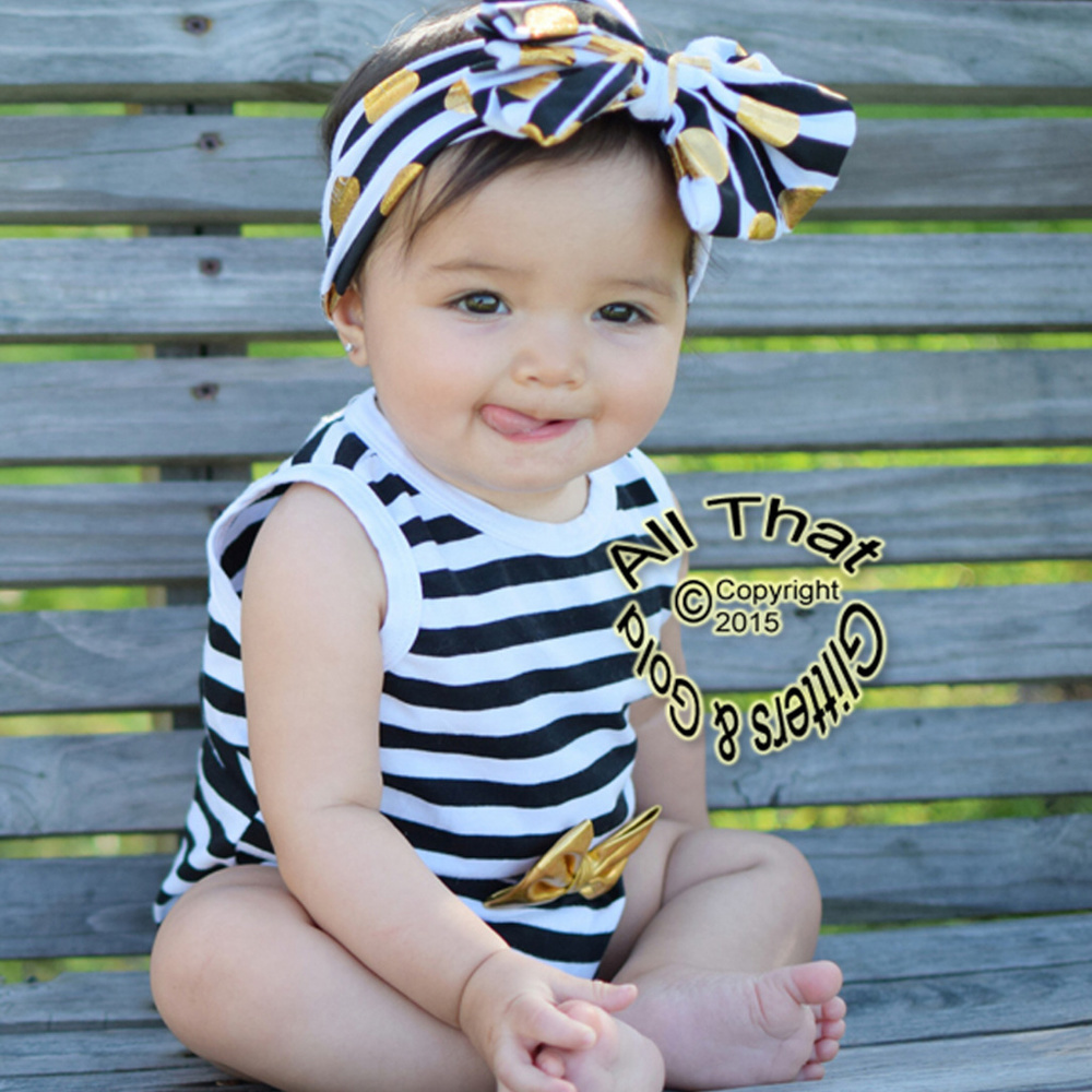 5 for $25 Baby Girl Striped Romper Bodysuit - Picture 4 of 6
